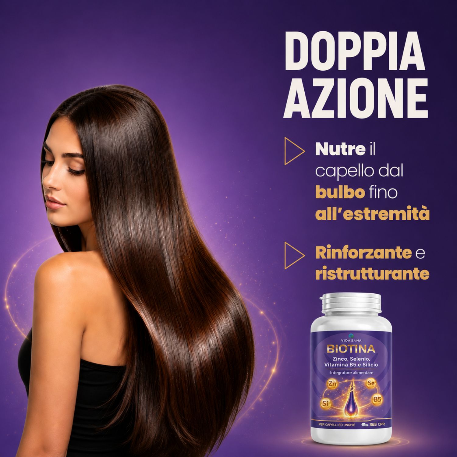 Integratori capelli donna e uomo vitamine capelli Biotina cheratina e zinco Capelli Integratori Pelle e Unghie 365 micro-compresse Supporto Crescita Capelli Zinco Selenio Vitamina B5 - immagine 6