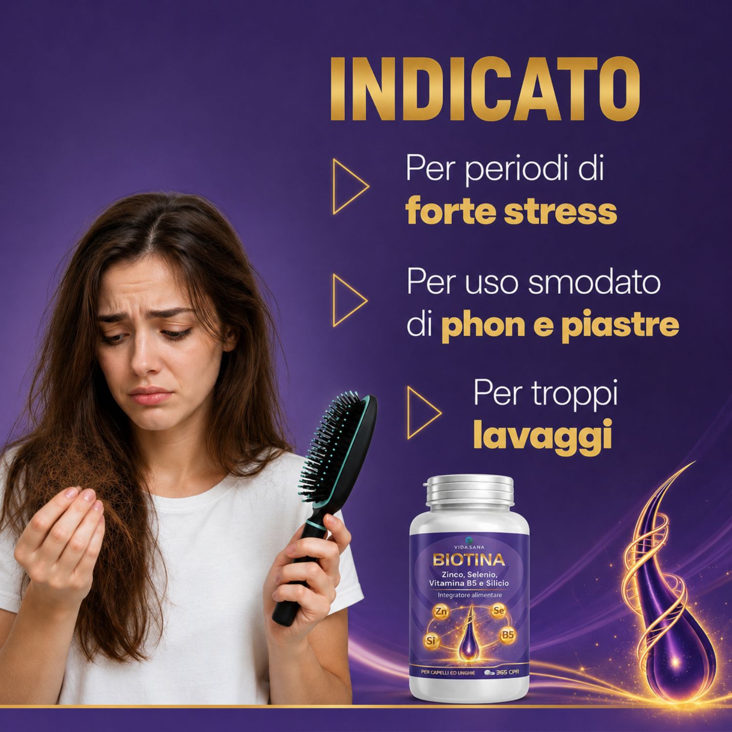 Integratori capelli donna e uomo vitamine capelli Biotina cheratina e zinco Capelli Integratori Pelle e Unghie 365 micro-compresse Supporto Crescita Capelli Zinco Selenio Vitamina B5 - immagine 7