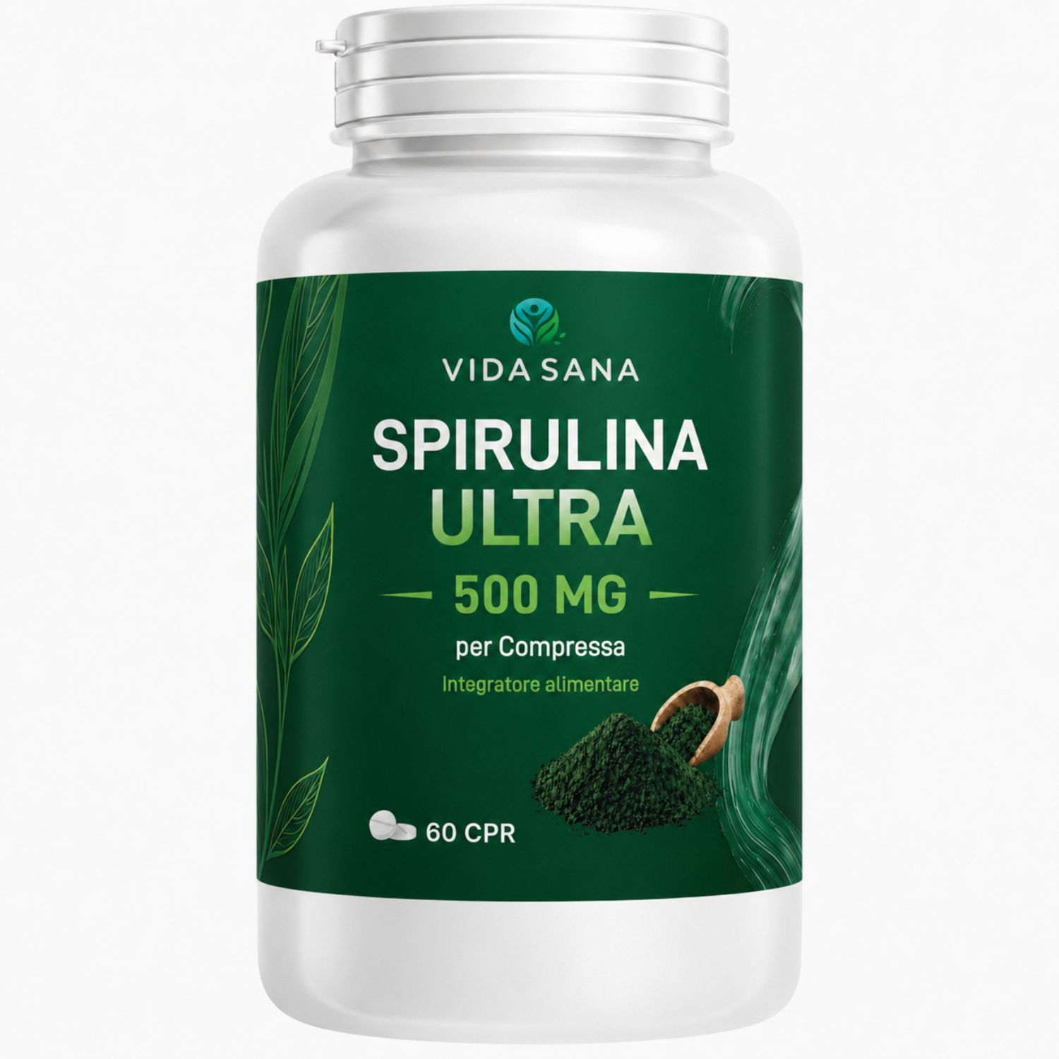 SPIRULINA ULTRA - Integratore Alimentare a base di Spirulina - 60 Compresse da 500 mg - Supporto per la routine quotidiana ed il benessere