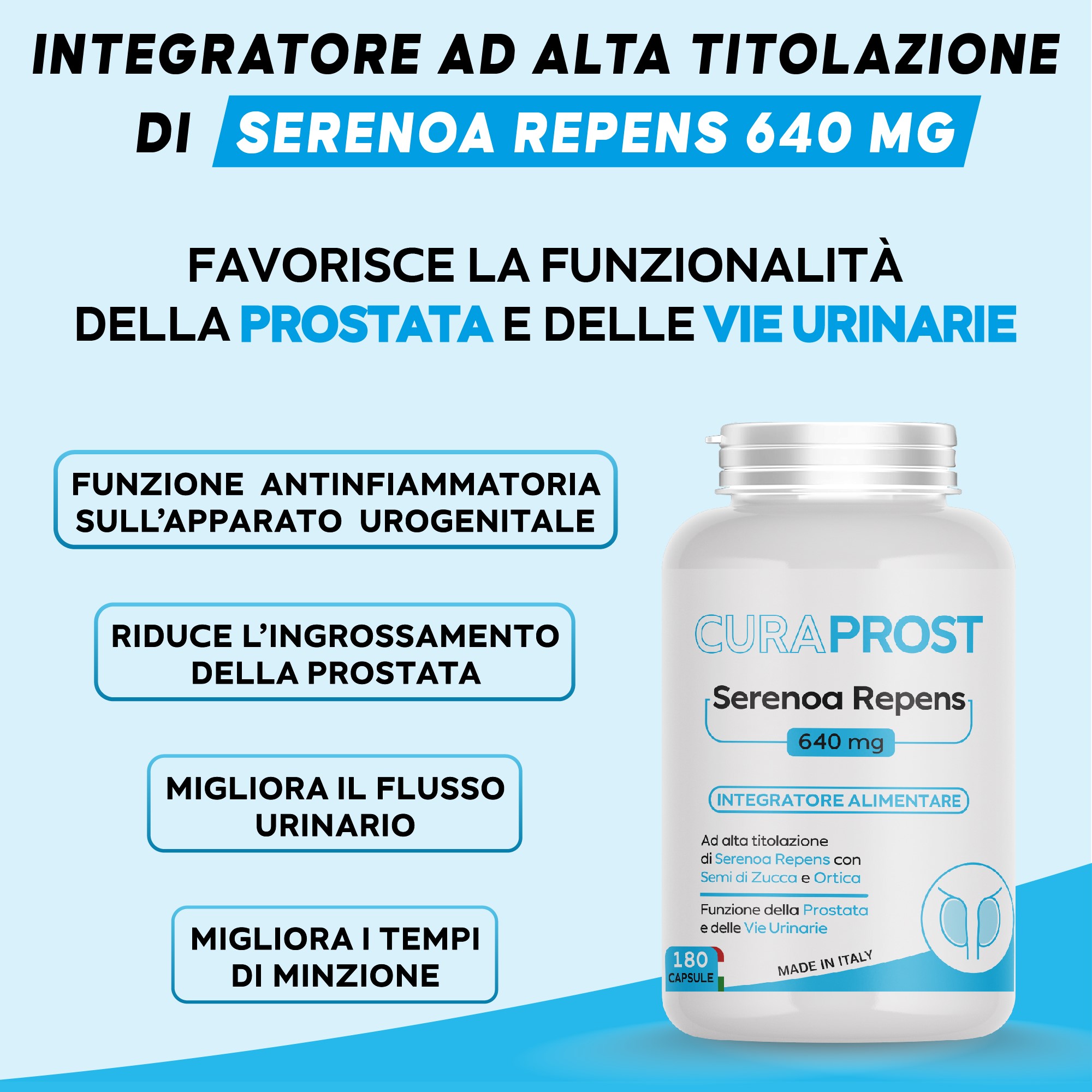 Serenoa repens prostata Integratore Prostata 640 mg - 180 Capsule - Saw palmetto -Formula Complex - integratore Uomo benessere delle vie Urinarie - immagine 5