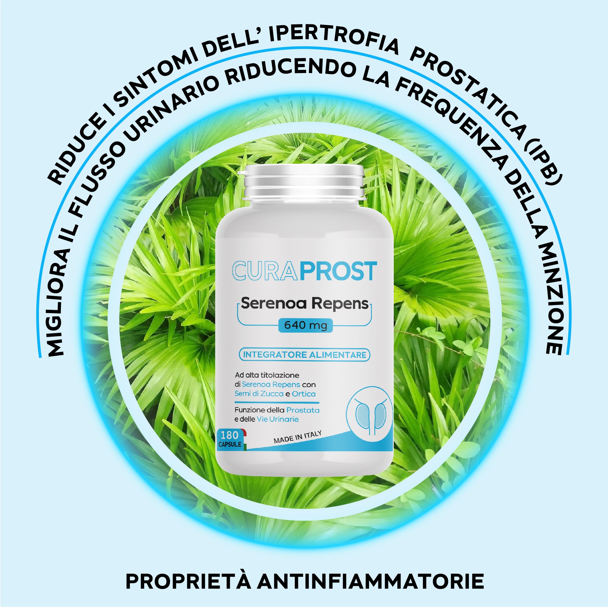 Serenoa repens prostata Integratore Prostata 640 mg - 180 Capsule - Saw palmetto -Formula Complex - integratore Uomo benessere delle vie Urinarie - immagine 6