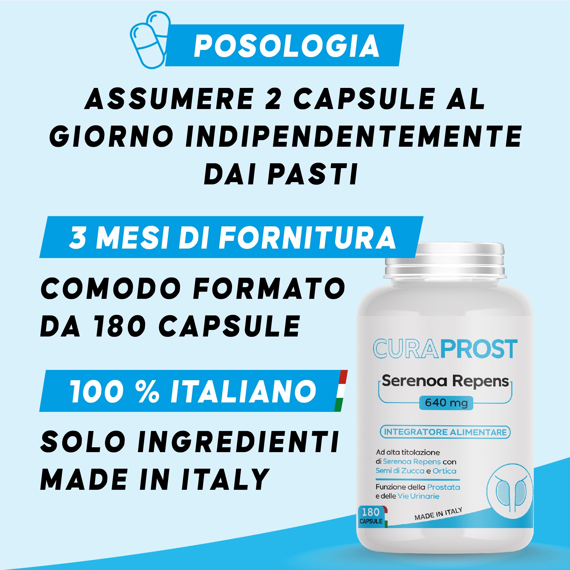 Serenoa repens prostata Integratore Prostata 640 mg - 180 Capsule - Saw palmetto -Formula Complex - integratore Uomo benessere delle vie Urinarie - immagine 8